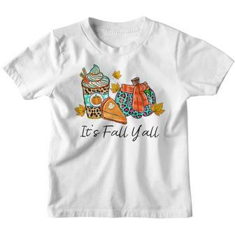 Funny Its Fall Yall Pumpkin Spice Leopard Pumpkin Pie Fall Youth T-shirt - Thegiftio UK