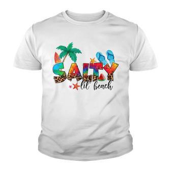Funny Salty Lil Beach Flip Flops Leopard Summer Vacation Youth T-shirt - Thegiftio UK