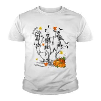 Funny Skeletons Dancing Halloween Dancing Youth T-shirt - Seseable