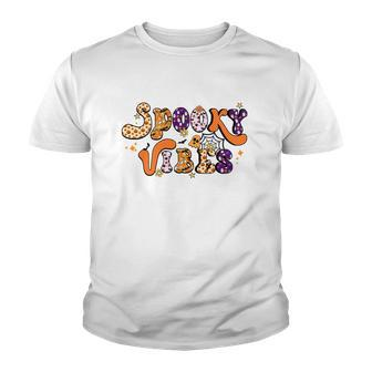 Groovy Style Thick Thights And Spooky Vibes Halloween Youth T-shirt - Seseable