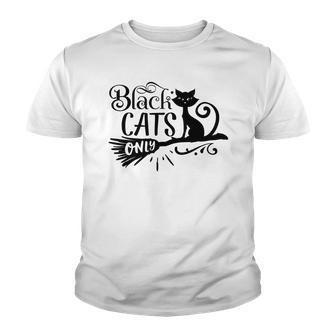 Halloween Black Cats Only - Black Version Design Youth T-shirt - Seseable