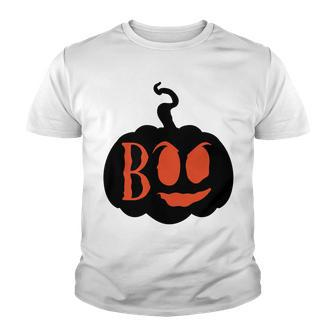 Halloween Boo - Pumpkin Orange And Black Design Youth T-shirt - Seseable