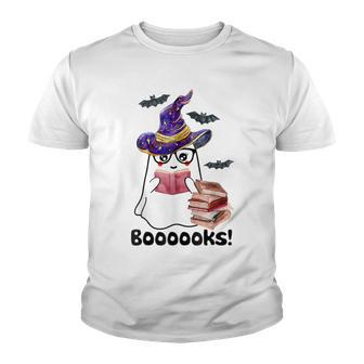 Halloween Booooks Ghost Reading Boo Read Books Library V3 Youth T-shirt - Thegiftio UK
