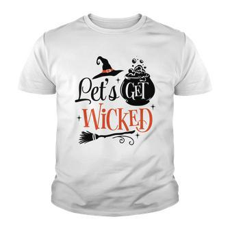 Halloween Let_S Get Wicked Black And Orange Youth T-shirt - Seseable