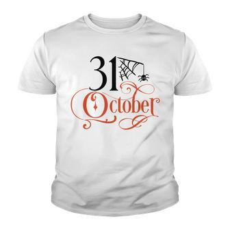 Halloween October 31 Black And Orange Desig Youth T-shirt - Seseable