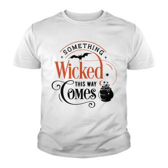 Halloween Something Wicked This Way Comes Blackand Orange Youth T-shirt - Seseable