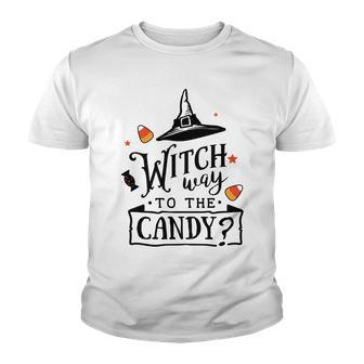 Haloween Witch Way To The Candy Black And Orange Men Women T-Shirt Graphic Print Casual Unisex Tee Youth T-shirt - Thegiftio UK