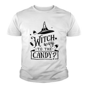 Haloween Witch Way To The Candy Black Version Men Women T-Shirt Graphic Print Casual Unisex Tee Youth T-shirt - Thegiftio UK