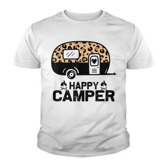 Happy Camper Leopard Funny Matching Camping Crew Youth T-shirt - Thegiftio UK