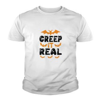 Happy Halloween Creep It Real Bat Youth T-shirt - Seseable