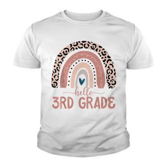 Hello 3Rd Grade Teacher Leopard Rainbow Back To School V2 Youth T-shirt - Thegiftio UK