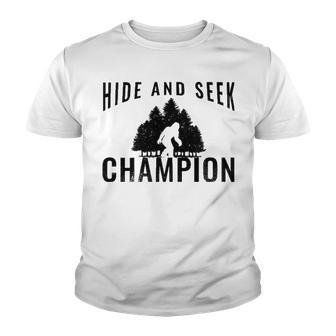 Hide And Seek Champion Tshirt Funny Bigfoot Tee Youth T-shirt - Monsterry