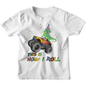 Kids 1 Years Old T Rex Dinosaur Monster Truck 1St Birthday Boys Youth T-shirt - Thegiftio UK