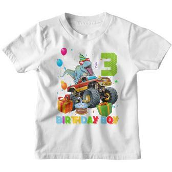 Kids 3 Year Old Monster Truck Dinosaur 3Rd Birthday Boys Toddler Youth T-shirt - Thegiftio UK