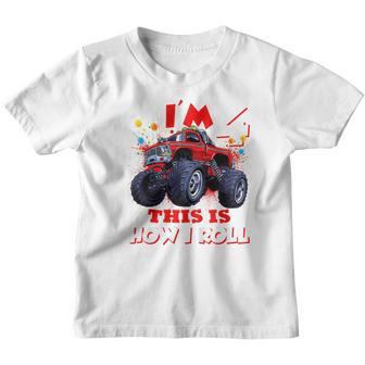Kids 4 Year Old 4Th Birthday Boy Kids Toddler Monster Truck Youth T-shirt - Thegiftio UK