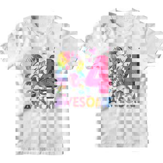 Kids 4 Year Old Awesome Since 2018 Dabbing Unicorn Ns Girls Youth T-shirt - Thegiftio UK