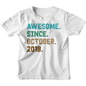Kids 4 Year Old Gifts Awesome Since October 2018 4Th Birthday Youth T-shirt - Thegiftio UK