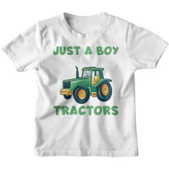 Kids Farm Lifestyle Just A Boy Who Loves Tractors Youth T-shirt - Thegiftio UK