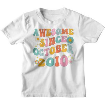 Kids Groovy 12Th Birthday Awesome Since October 2010 12 Yrs Old Youth T-shirt - Thegiftio UK