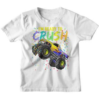 Kids Kids Im Ready To Crush 4 Monster Truck 4Th Birthday Boys Youth T-shirt - Thegiftio UK