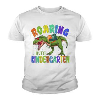 Kids Kids Roaring Into Kindergarten Funny First Day Of School Youth T-shirt - Seseable