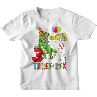 Kids Kids Three Rex Birthday Party Outfit Dinosaur 3 Year Old Boy Youth T-shirt - Thegiftio UK