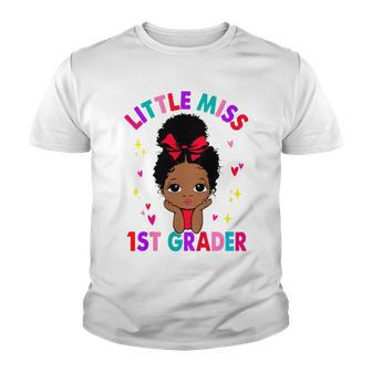 Kids Little Miss 1St Grader Black Girl Back To School 1St Grade Youth T-shirt - Seseable