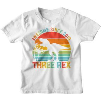 Kids Three Rex 3Rd Birthday Gifts Third Dinosaur 3 Year Old Boy Youth T-shirt - Thegiftio UK