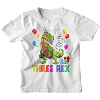 Kids Three Rex 3Rd Birthday Third Dinosaur 3 Year Old Boys Youth T-shirt - Thegiftio UK