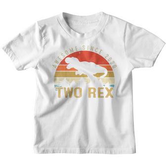 Kids Two Rex 2Nd Birthday Boys Second Dinosaur 2 Year Old Gift Youth T-shirt - Thegiftio UK