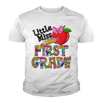 Little Miss 1St Grade Girls Leopard Cute Back To School Youth T-shirt - Thegiftio UK