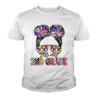 Little Miss 2Nd Grade Messy Bun Back To School Second Grade Youth T-shirt - Thegiftio UK