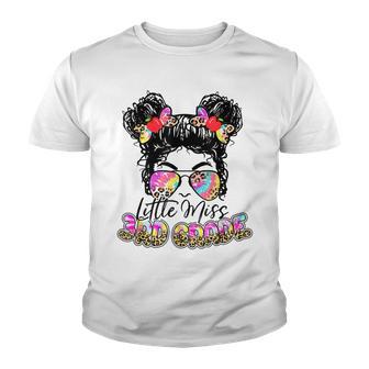 Little Miss 3Rd Grade Leopard Messy Bun Girls Back To School Youth T-shirt - Thegiftio UK