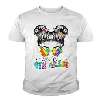 Little Miss 4Th Grade Back To School Tie Dye Messy Bun Youth T-shirt - Thegiftio UK