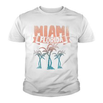 Miami Beach Tropical Summer Palm Trees Colorful Florida Youth T-shirt - Thegiftio UK