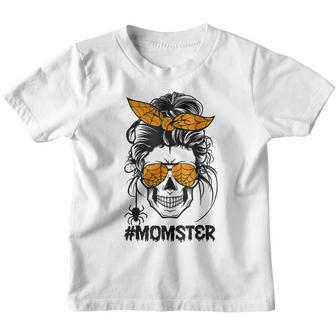 Momster Halloween Costume Skull Mom Messy Hair Bun Monster V17 Youth T-shirt - Thegiftio UK