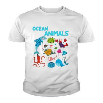 Ocean Animals Marine Creatures Under The Sea Gift Youth T-shirt | Mazezy