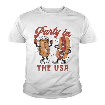 Party In The Usa Hot Dog Love Usa Funny Fourth Of July Youth T-shirt - Thegiftio UK