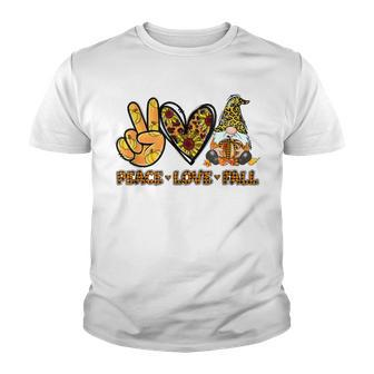 Peace Love Fall Funny Gnome Autumn Lover Pumpkins Halloween V2 Youth T-shirt - Thegiftio UK