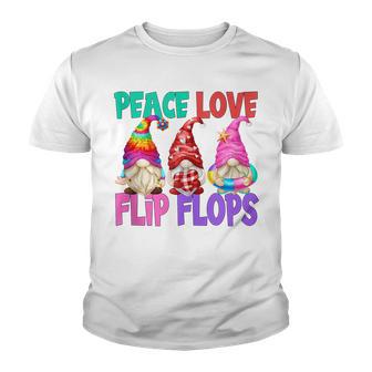 Peace Love Flip Flops Cute Gnome For Summer Vacation Youth T-shirt - Thegiftio UK