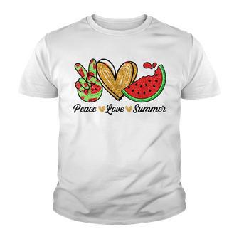 Peace Love Summer Watermelon Fruit Cool Summer Vacation Youth T-shirt - Thegiftio UK