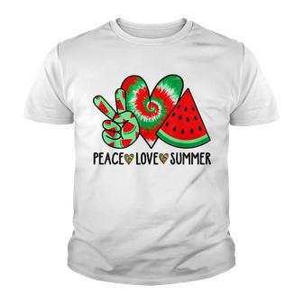 Peace Love Summer Watermelon Fruit Summer Vacation Tie Dye Youth T-shirt - Thegiftio UK