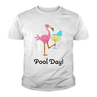 Pool Day Cute Party Flamingo Youth T-shirt - Thegiftio UK