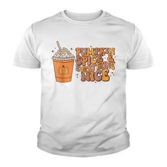 Pumpkin Spice Everything Nice Autumn Fall Thanksgiving Retro Youth T-shirt - Thegiftio