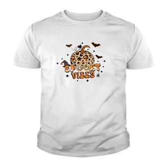 Pumpkin Spooky Vibes Happy Halloween Youth T-shirt - Seseable