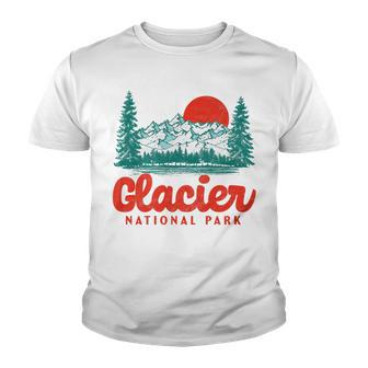 Retro Glacier National Park 80S Mountain Graphic Youth T-shirt - Thegiftio UK