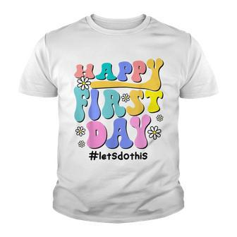 Retro Groovy Happy First Day Let Do This Back To School Youth T-shirt - Thegiftio UK