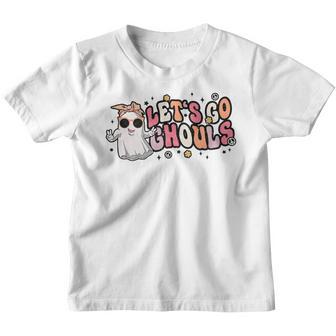 Retro Groovy Lets Go Ghouls Halloween Ghost Outfit Costumes V2 Youth T-shirt - Thegiftio UK