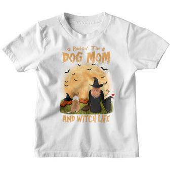 Rocking The Dog Mom And Witch Life Corgi Halloween Sweatshirt Youth T-shirt - Thegiftio UK