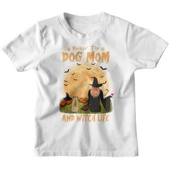 Rocking The Dog Mom And Witch Life Pug Halloween Sweatshirt Youth T-shirt - Thegiftio UK